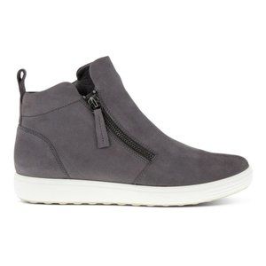 ECCO SOFT 7 WOMEN’S GRAY ANKLE ZIP LEATHER BOOTIES